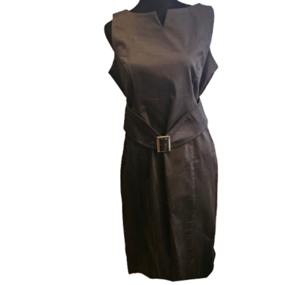 Blue Sage Belted Black Dress
